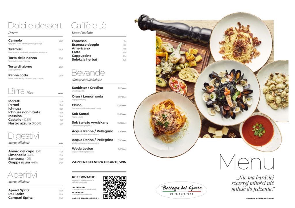 Piccolo Ristorante włoska kuchnia menu 01