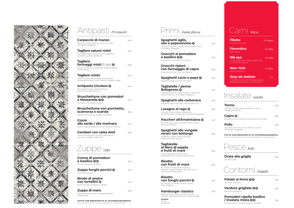 Piccolo Ristorante kuchnia włoska menu 02